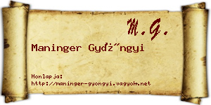 Maninger Gyöngyi névjegykártya